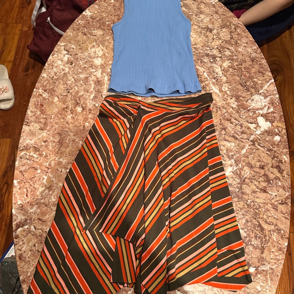 Striped Orange and Black Women's Skirt